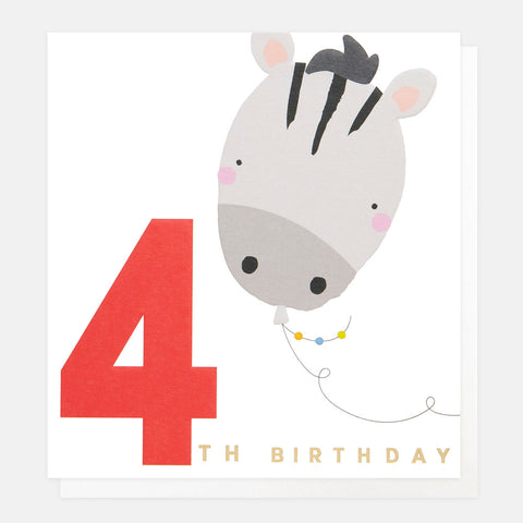 4th Birthday Balloon Greetings Card