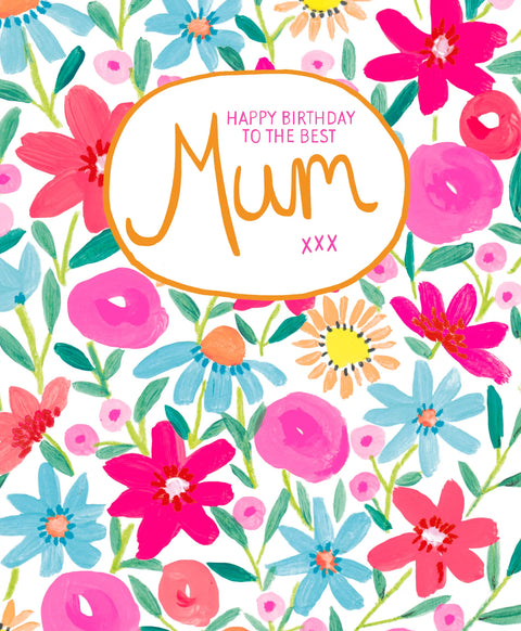 Large Happy Birthday Mum Flowers Card