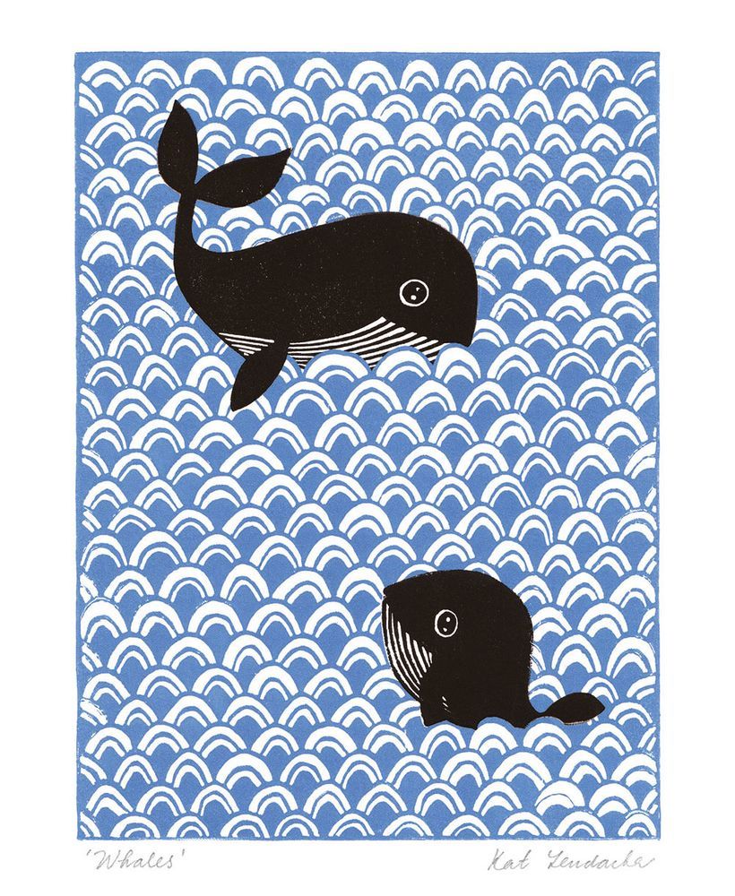 Whales By Kat Lendacka Greetings Card