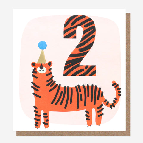 Age 2 Birthday Tiger Card