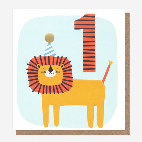 Age 1 Birthday Lion Card