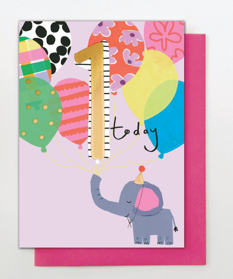 Elephant Age 1 Birthday Card