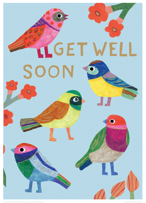 Colourful Birds Get Well Soon Card